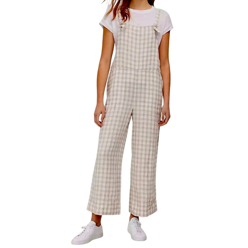 Lou & Grey Checkered Jumpsuit in Cream and White
